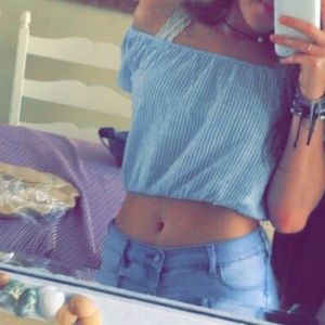 blue and white stripped crop top from abercrombie